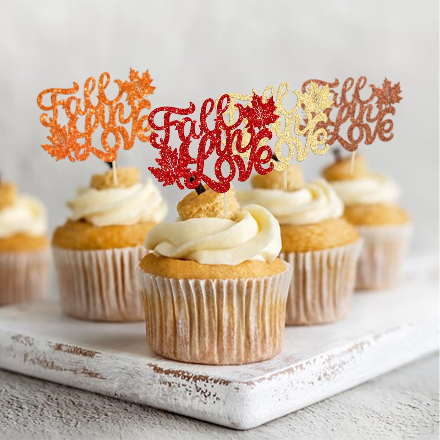 Gyufise 24 piezas de decoración para cupcakes con purpurina múltiple para otoño, despedida de soltera, decoración de cupcakes de boda, compromiso,