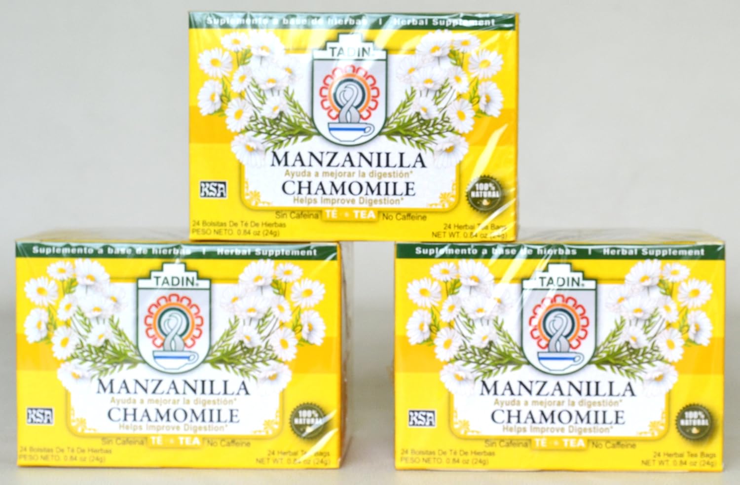 Tadin Té de Manzanilla – Te de Manzanilla – Mejora la Digestión – 24 Bolsas 3 Paquetes