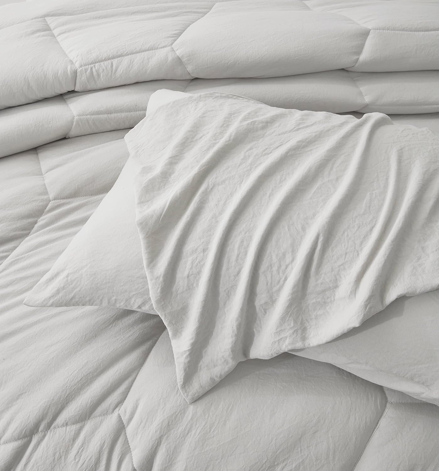 Chezmoi Collection Vero – Juego de edredón de microfibra acolchada de panal de abeja de 3 piezas, ropa de cama hexagonal geométrica ligera lavada
