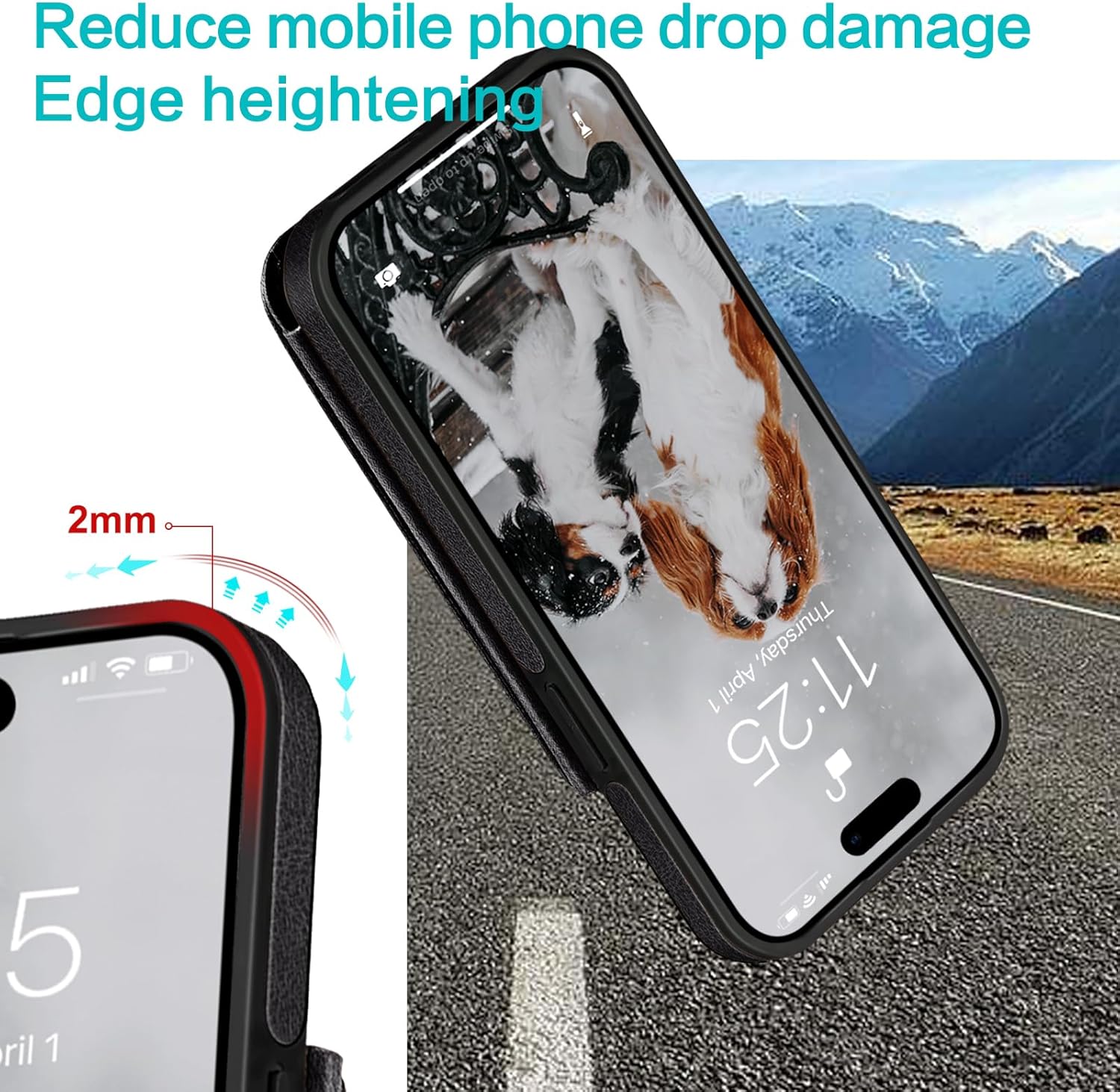 DJBEAR Funda tipo cartera para iPhone 15 Pro de 6.1 pulgadas (compatible con Magsafe), Magnética 2 en 1 desmontable Funda de piel con bloqueo RFID a