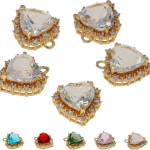 ZeaLian Abalorios de corazón de cristal de aleación chapada en oro para hacer joyas, pulseras, collares, aretes, colgantes, suministros de ZeaLian Abalorios de corazón de cristal de aleación chapada en oro para hacer joyas, pulseras, collares, aretes, colgantes, suministros de