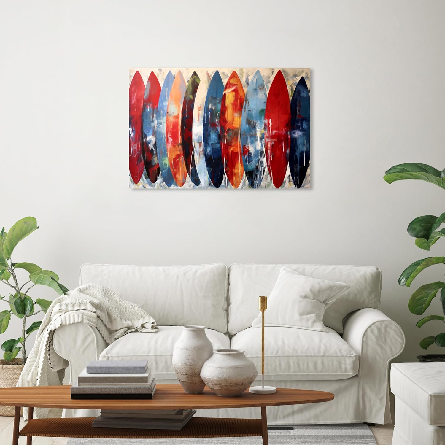 Wynwood Studio Sports and Teams – Lienzo decorativo contemporáneo envuelto, escaparate de tablas de surf, arte de pared para sala de estar,
