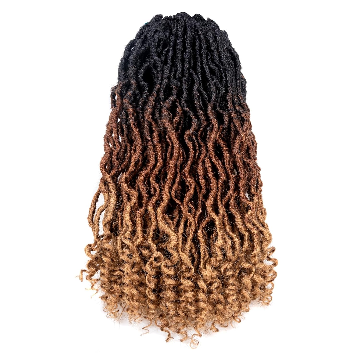 Toyotress Passion Locs – Cabello de ganchillo de 14 pulgadas, 8 paquetes de cabello sintético ombré marrón rubio con extremos rizados, extensiones