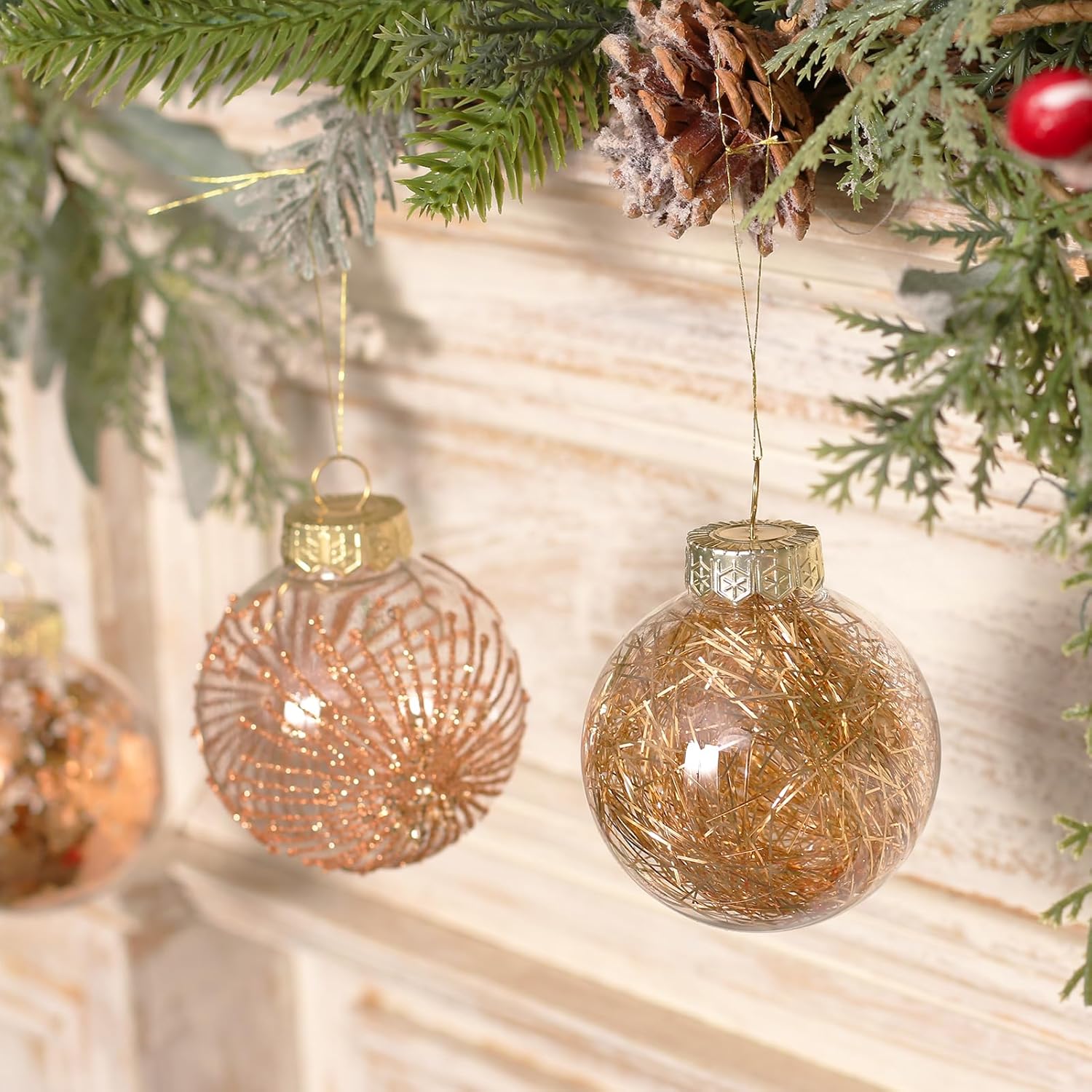 Juego de adornos de Navidad de 2.76 pulgadas, 30 piezas inastillables decorativas colgantes con relleno delicado, bolas de árbol de Navidad