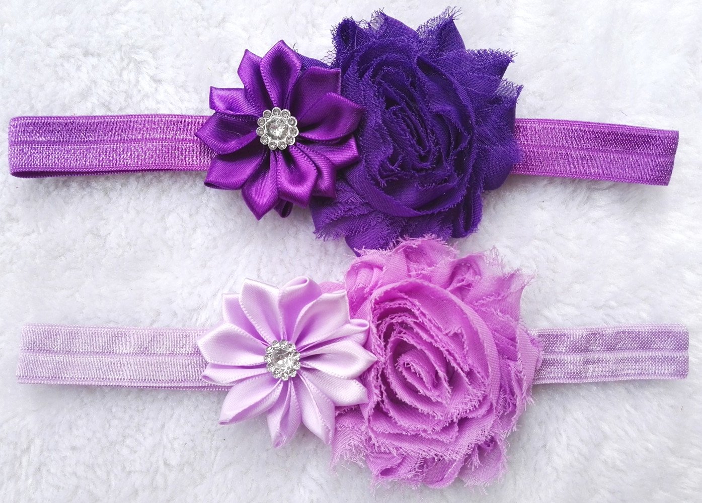 QandSweet Diademas para bebé niña con incrustaciones de flores poligonales para fotografía (paquete de 16), 16 unidades