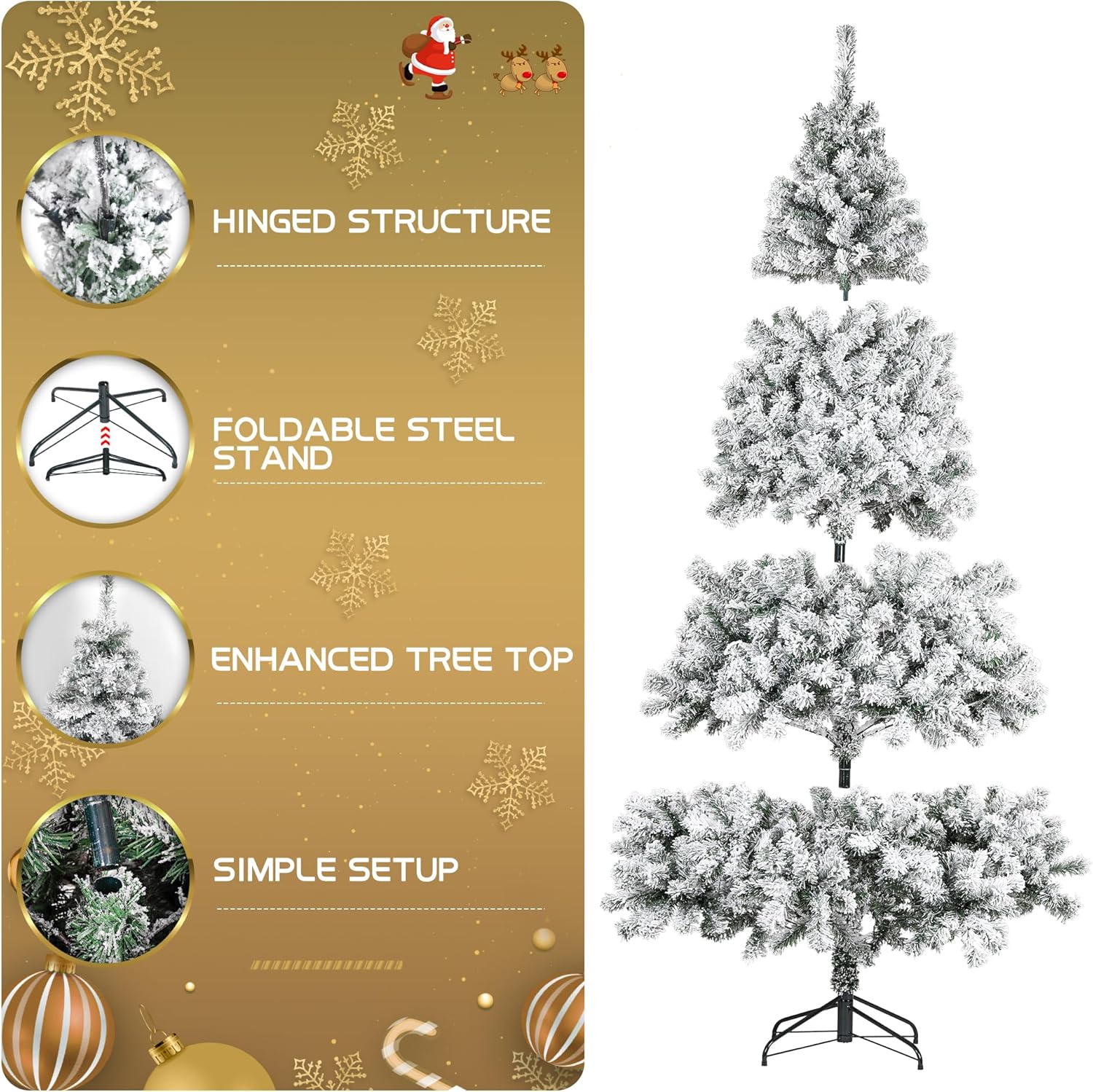 Árbol de Navidad preiluminado de 6 pies, árboles de Navidad artificiales con 250 luces multicolor y blancas cálidas, árbol de pino de Navidad para