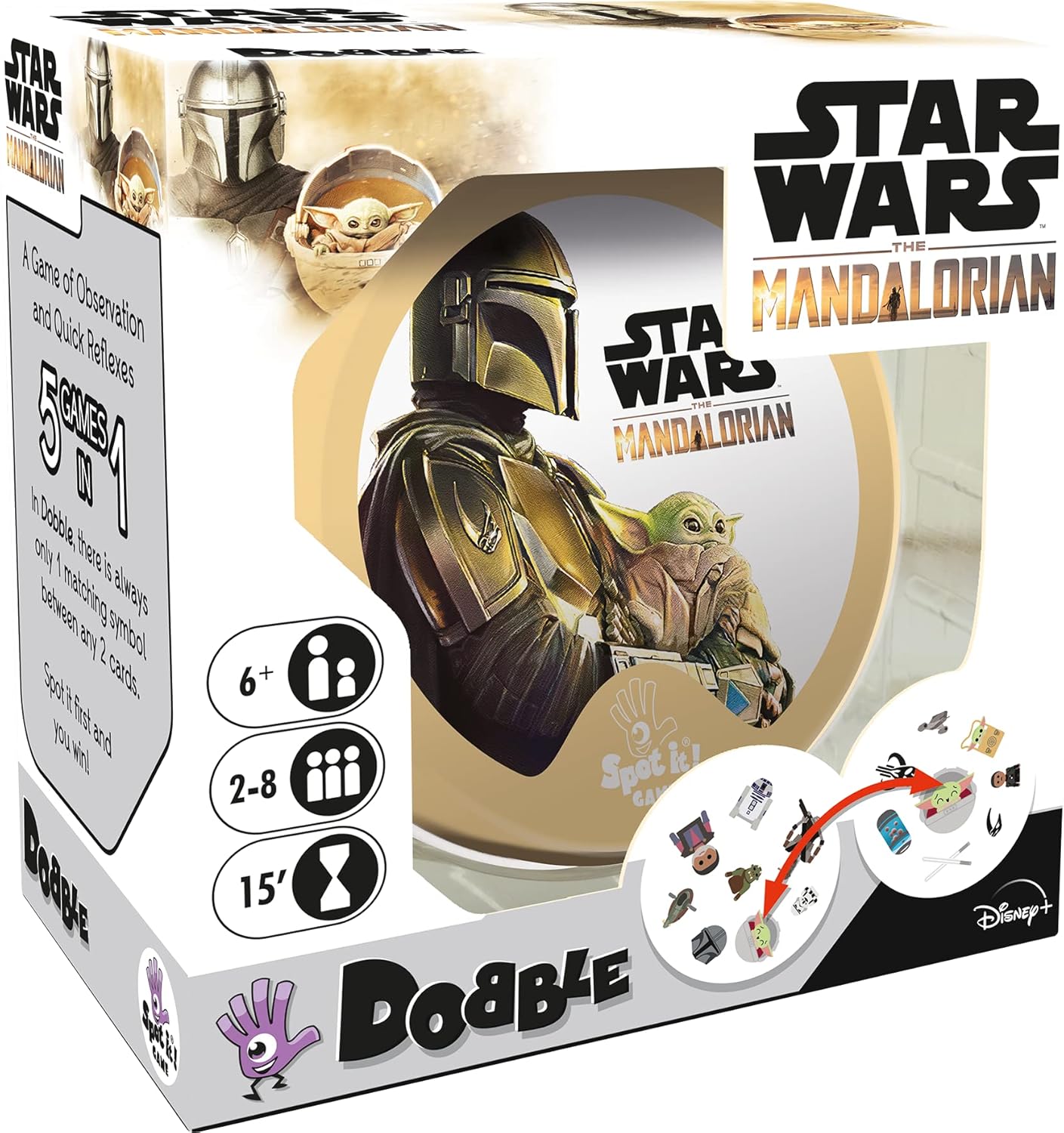 Asmodee  Dobble Star Wars Mandalorian  Juego de cartas  A partir de 6 años  2-8 jugadores  15 minutos de tiempo de juego