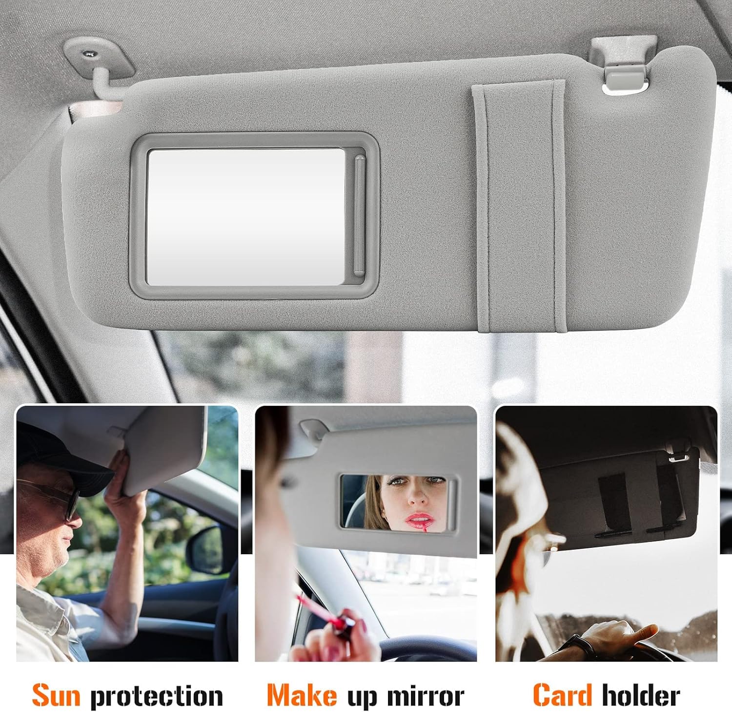 Visera solar izquierda y derecha para Toyota Camry 2007-2011 sin techo solar, lado del conductor y pasajero, repuesto de parasol gris
