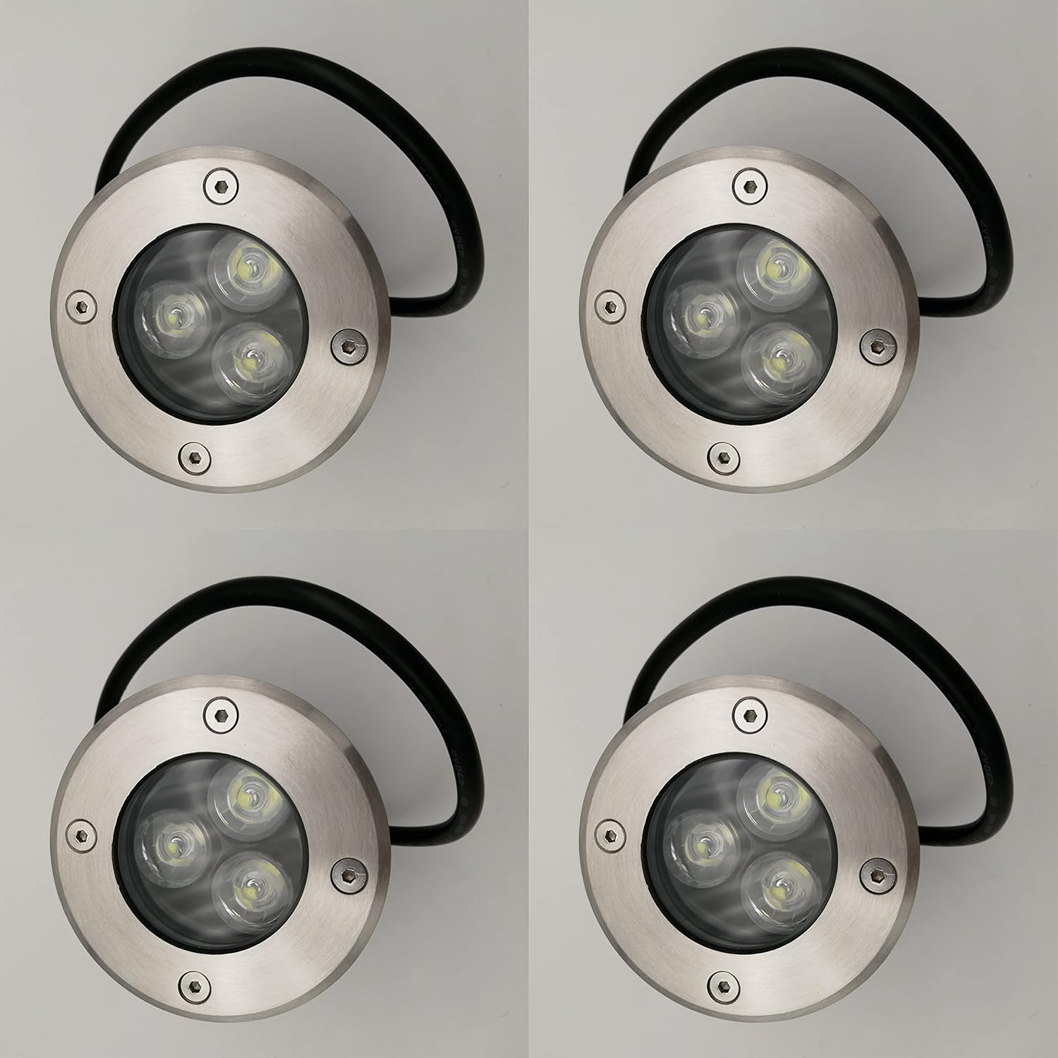 HMINLED Paquete de 4 luces LED de 3 W 110 V para paisaje, impermeables, IP67, luces de camino, focos para exteriores, árboles, banderas para jardín,
