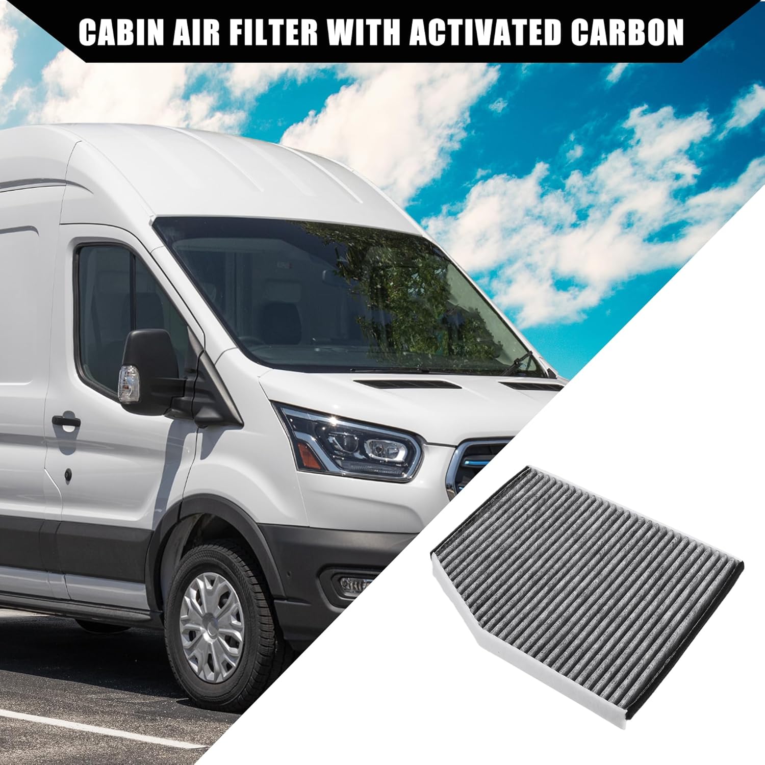 Hihaha No.BK21-18D543-AA Filtro de aire de cabina con carbón activado para Ford Transit-150 2015-2019 para Ford Transit-250 2015-2019  Filtro de
