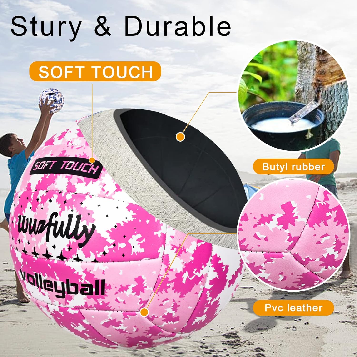 Wuzfully Voleibol oficial tamaño 5, pelotas de voleibol suaves para patio trasero, playa, parque, juegos, práctica de voleibol para adolescentes