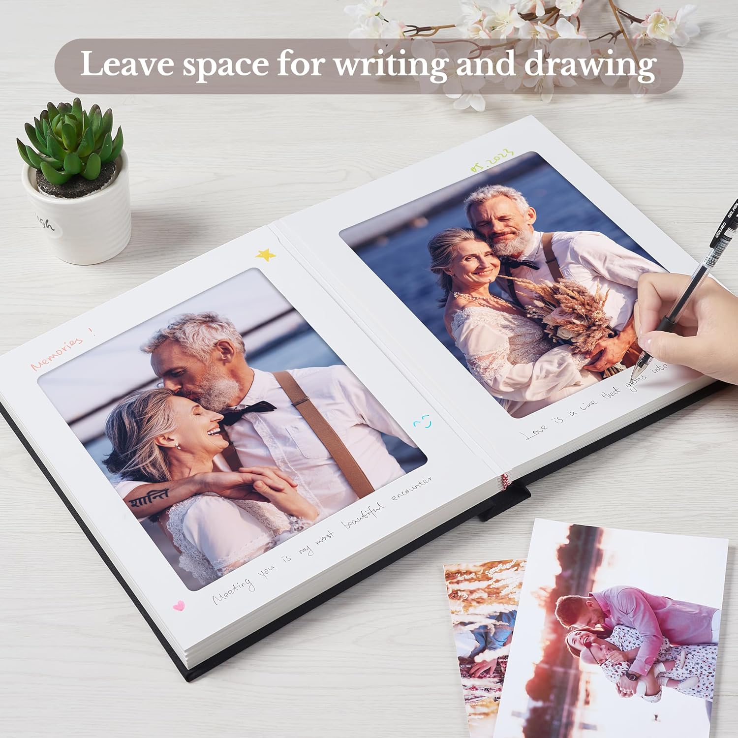 Pssoss Álbum de fotos de 8 x 10 pulgadas con cubierta de lino para escritura, álbum de fotos de 8 x 10 pulgadas, con capacidad para 20 fotos, ideal