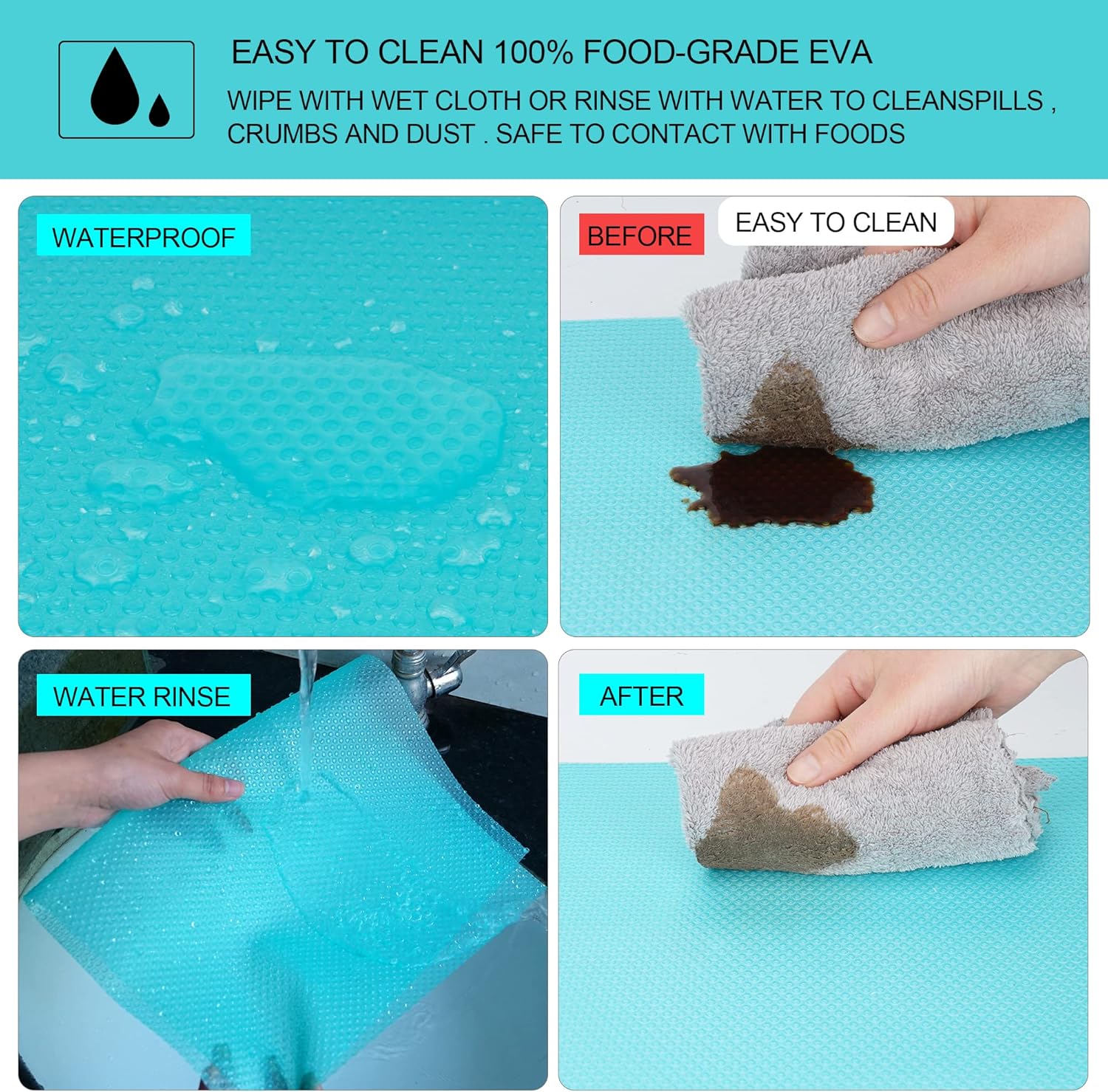 Shinywear – 16 tapetes lavables para refrigerador, impermeables, a prueba de aceite, revestimientos para estantes de refrigerador, almohadillas de