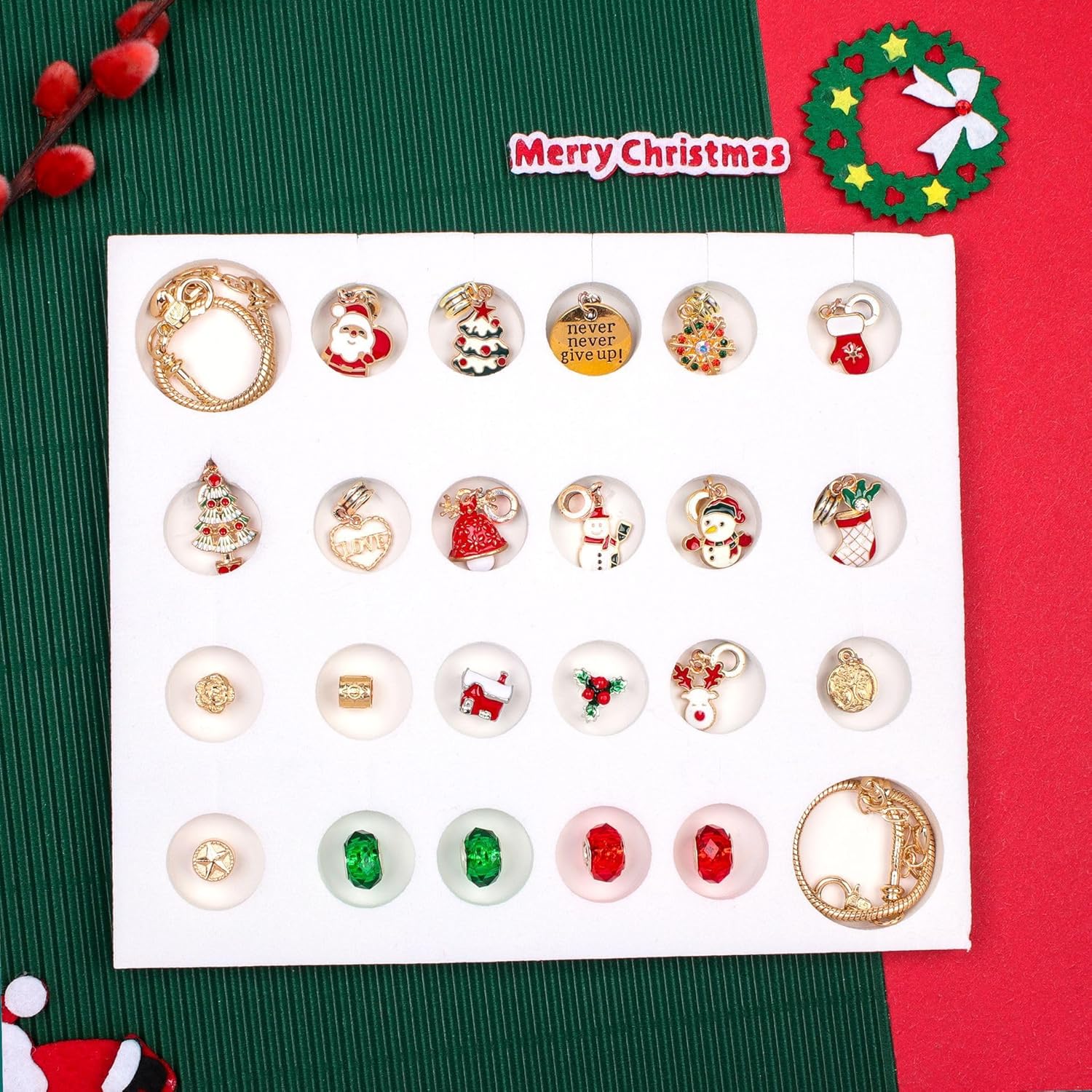 Calendario de Adviento de Navidad 2023, kit de fabricación de pulseras para niñas, calendario de cuenta regresiva de Navidad, pulseras de joyería