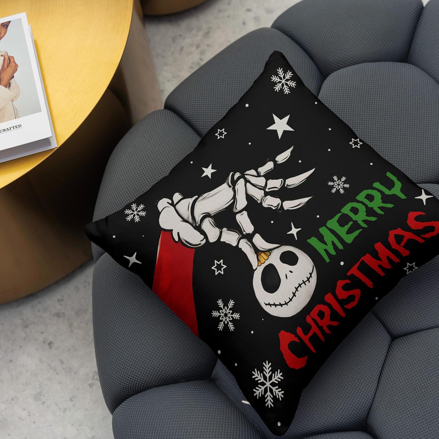 Funda de almohada de Navidad de El extraño mundo de Jack y Sally, decoración navideña para el hogar, fiesta, sofá, dormitorio