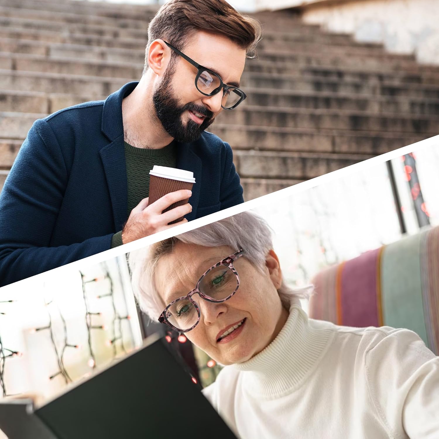Przene Gafas de lectura pequeñas para mujeres y hombres, ovaladas con bloqueo de luz azul, con bisagra de resorte, paquete de 4