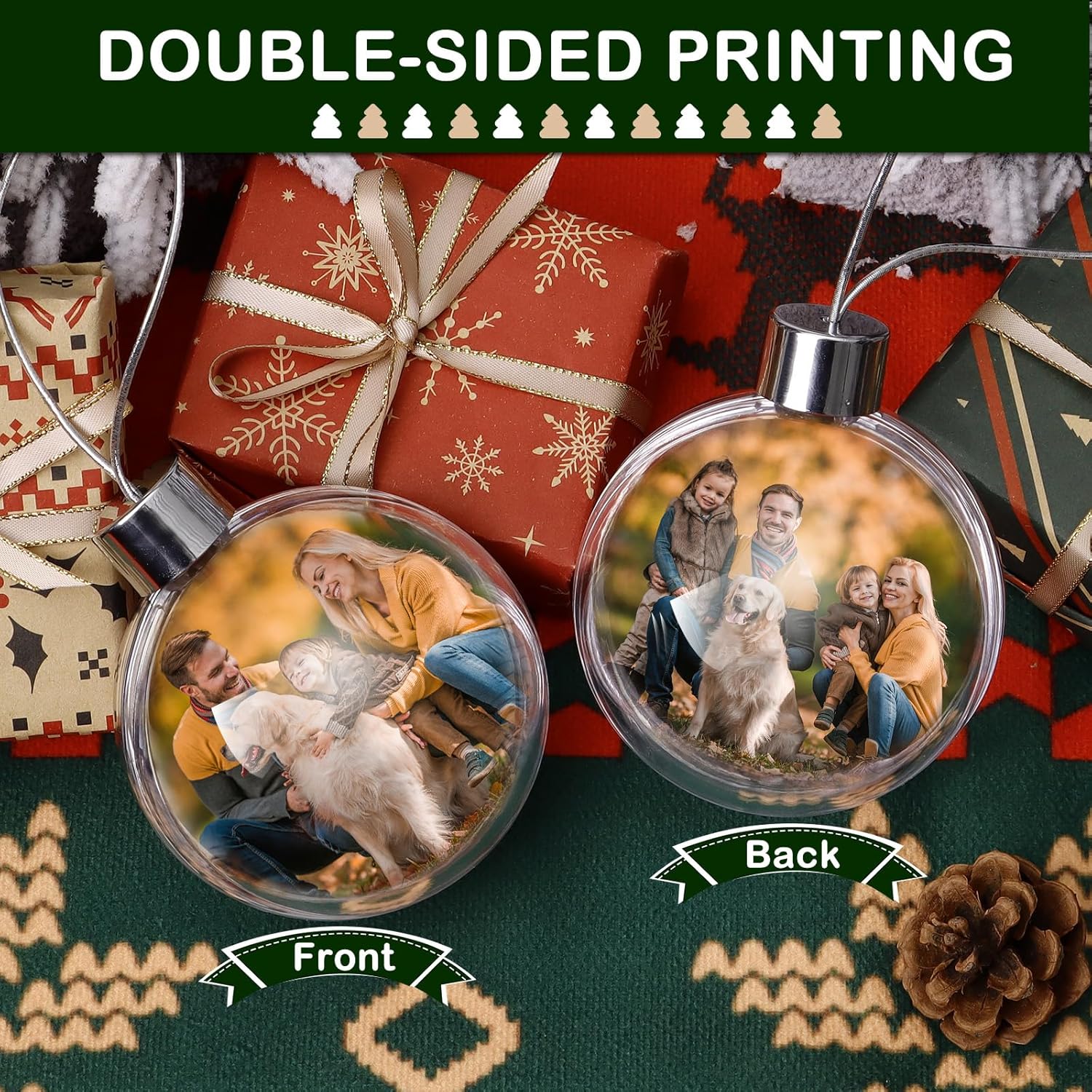 Adornos de bola de Navidad con foto personalizada, adornos de bola personalizados para árbol de Navidad, bola colgante, árbol de Navidad, fiesta en