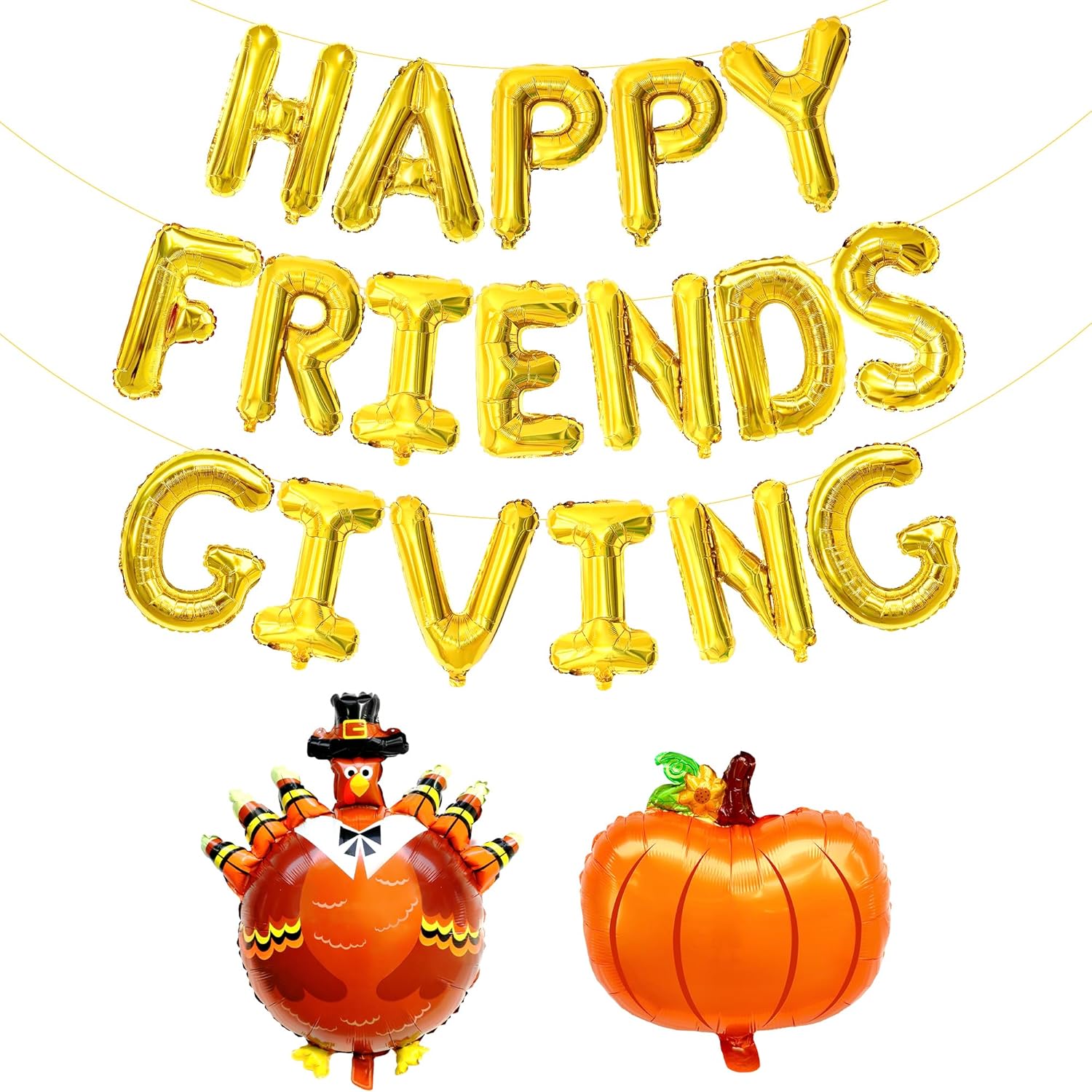 KatchOn, Juego de pancartas de globos de Happy Friendsgiving  Grande de 16 pulgadas, paquete de 3  Globos de pavo y calabaza  Cartel de regalo de