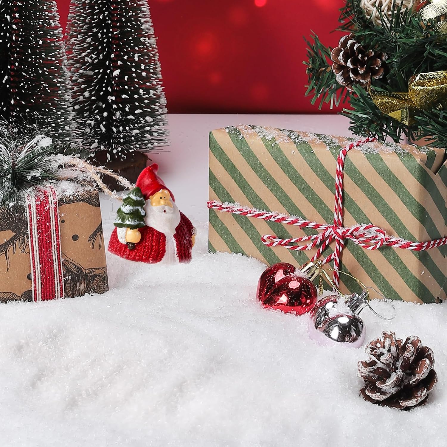 Biggun Decoración de nieve falsa de 10.5 onzas, polvo de nieve artificial instantáneo para manualidades de árbol de Navidad, nieve sintética seca