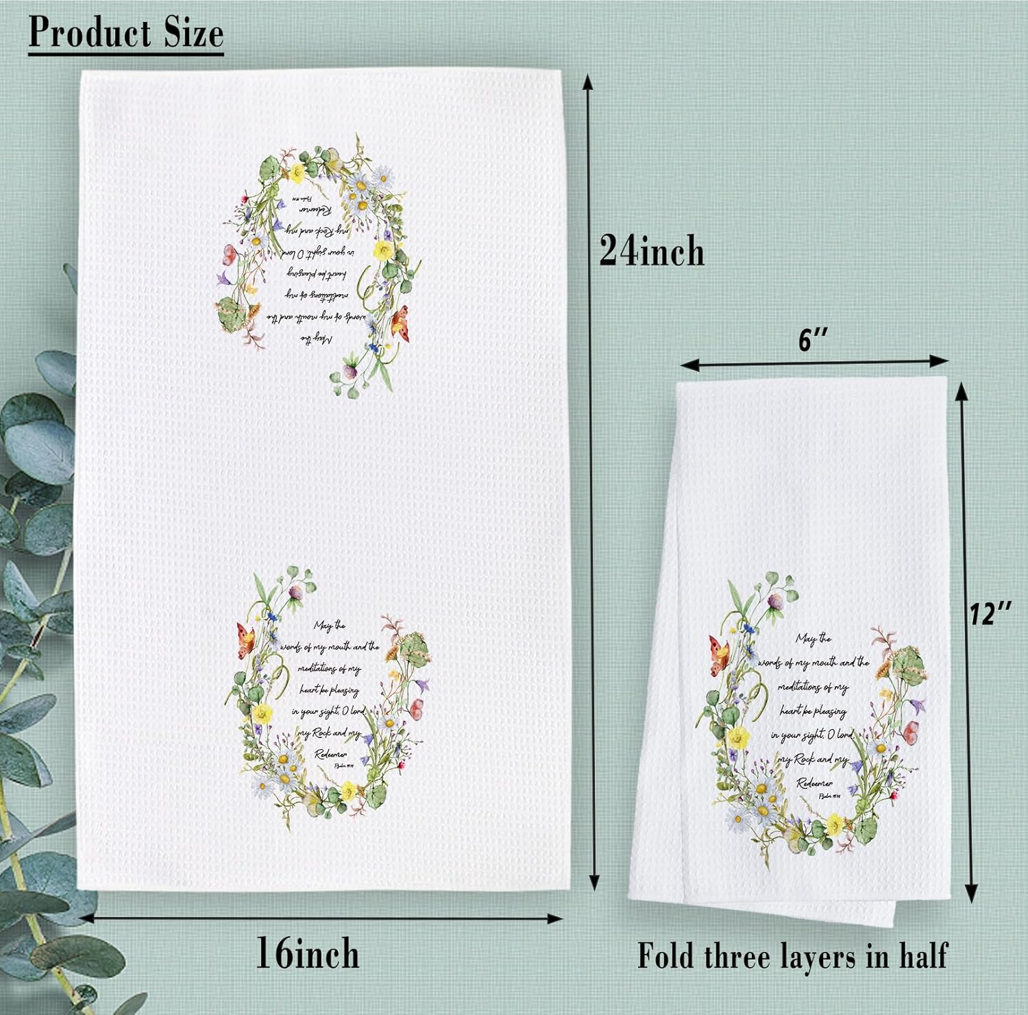 ZWZXR Toallas de cocina con versículo bíblico cristiano, paños de cocina para cocina, toallas de decoración cristiana para cocina, 16 x 24,