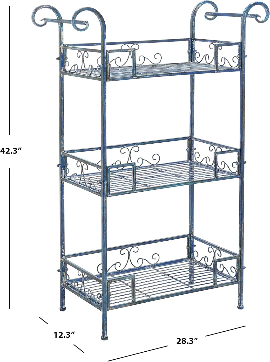 Safavieh PAT5006C-Outdoor Collection Noreen – Estantería victoriana de 3 niveles, color azul musgo