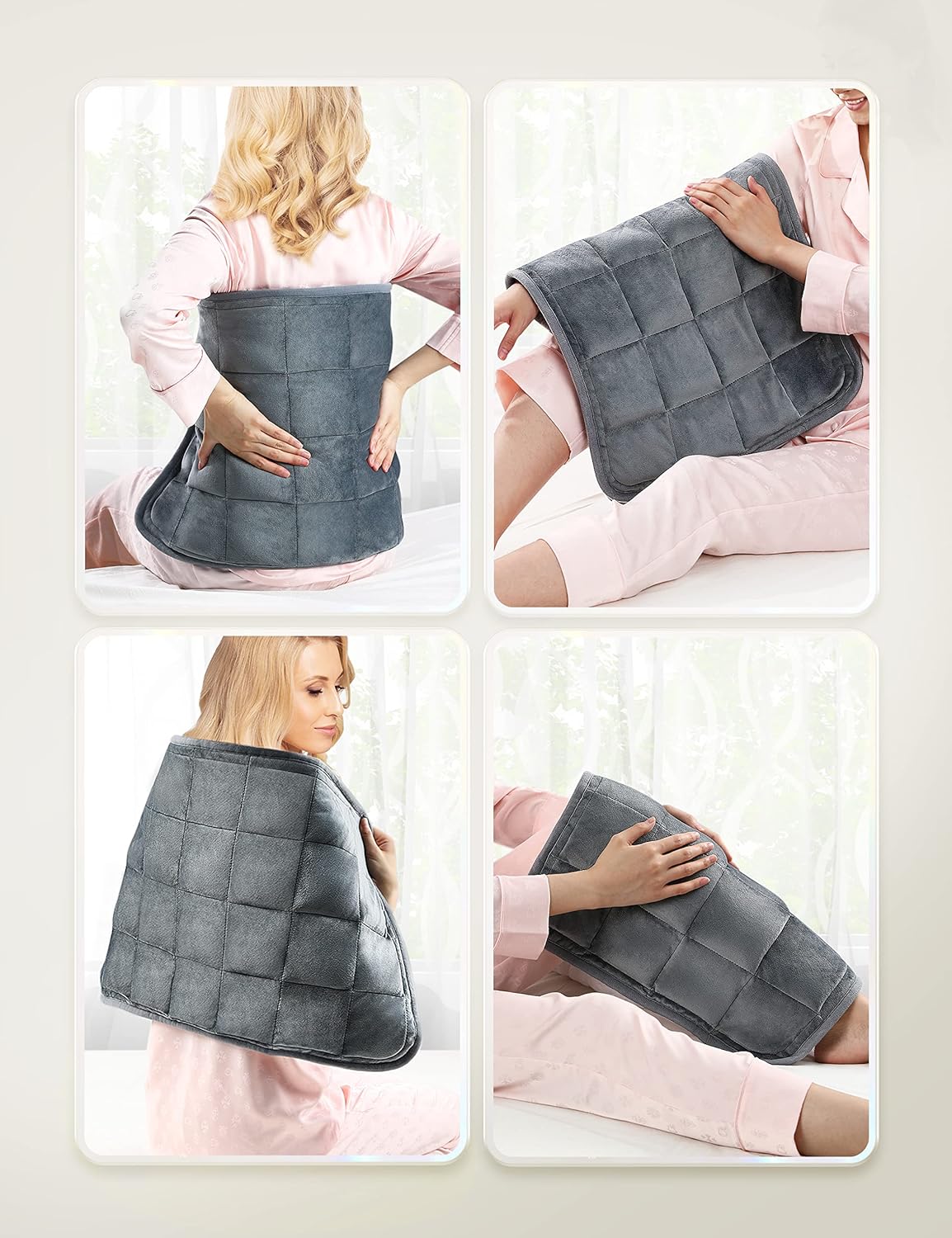 Almohadilla térmica pesada de 17 x 33 pulgadas XXXL para aliviar el dolor de espalda, 5 libras con 6 ajustes de calor, almohadilla térmica de