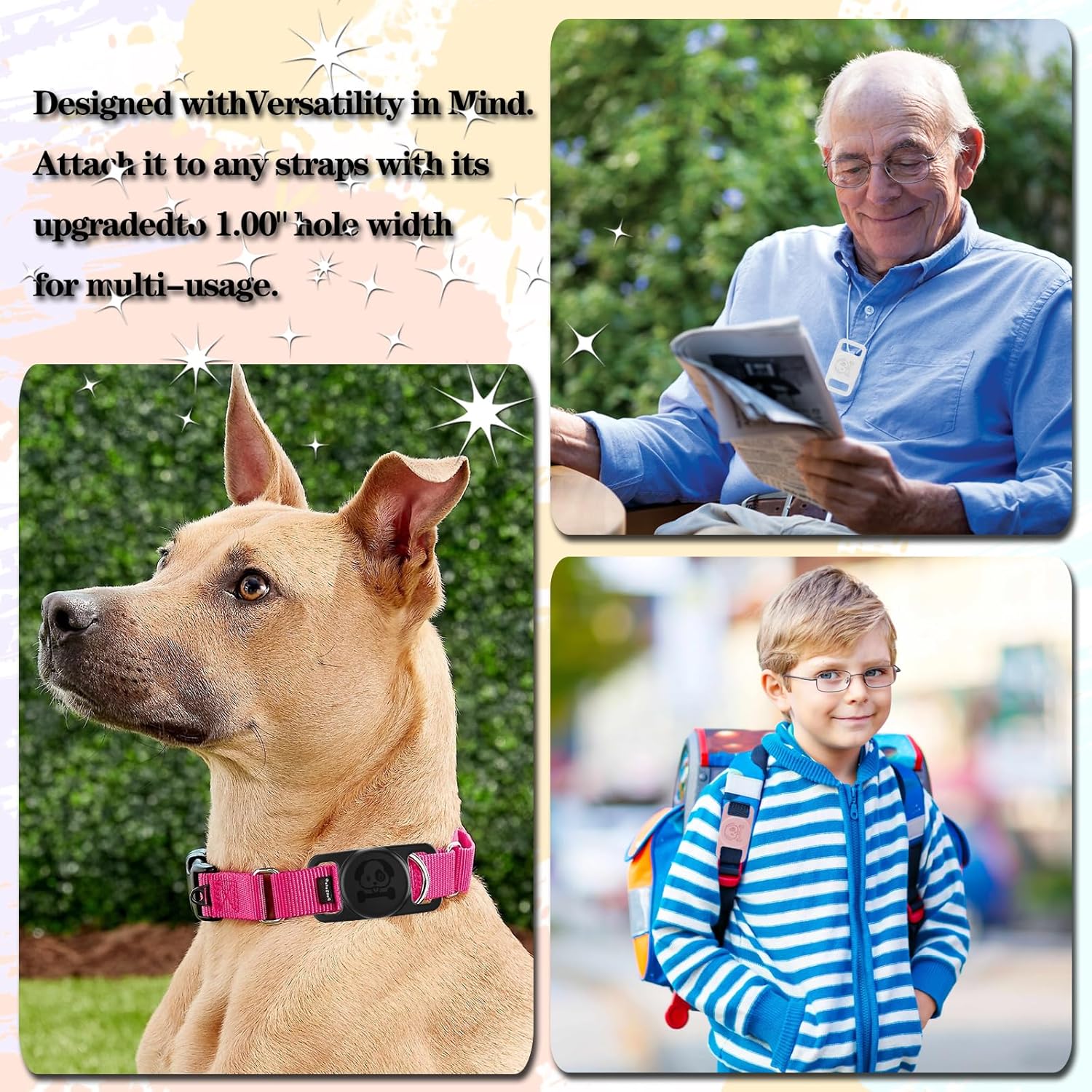 Paquete de 2 soportes impermeables para collar de perro AirTag compatibles con Apple AirTag, soporte de silicona oculto para Airtag Tracker,