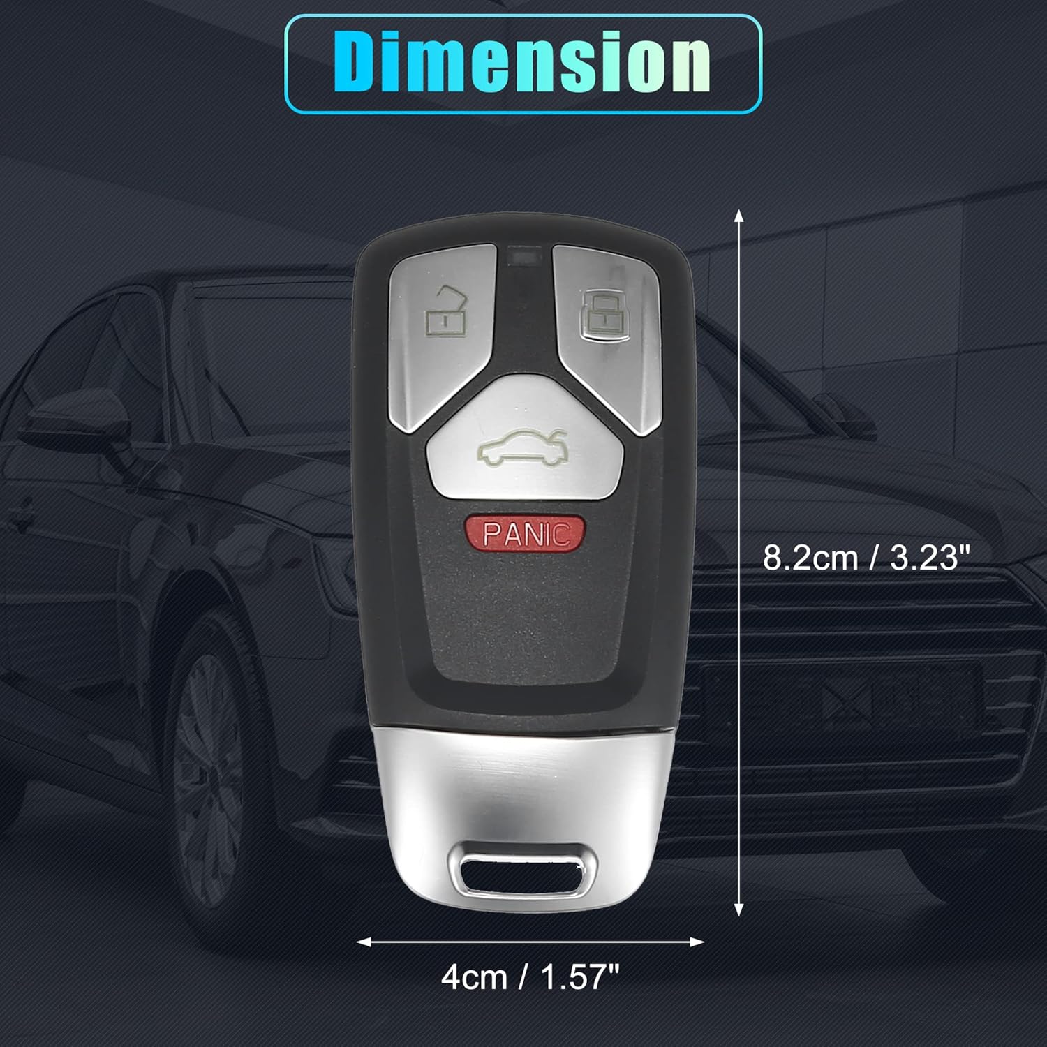 X AUTOHAUX Funda de repuesto para llavero inteligente de 4 botones sin llave para Audi A4 A5 Q7 TT Quattro 2017-2019 con hoja sin chip