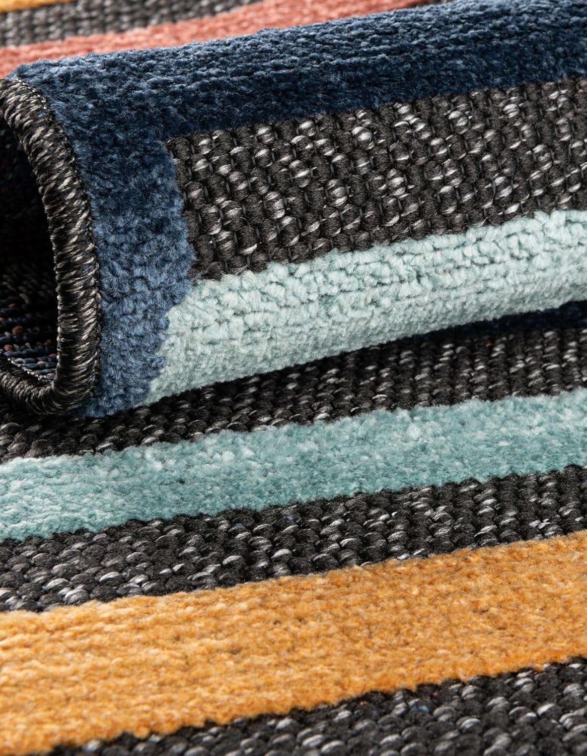 Unique Loom Belize Outdoor Collection – Alfombra de área Altun (3 pies 3 pulgadas, redonda, carbónazul claro)