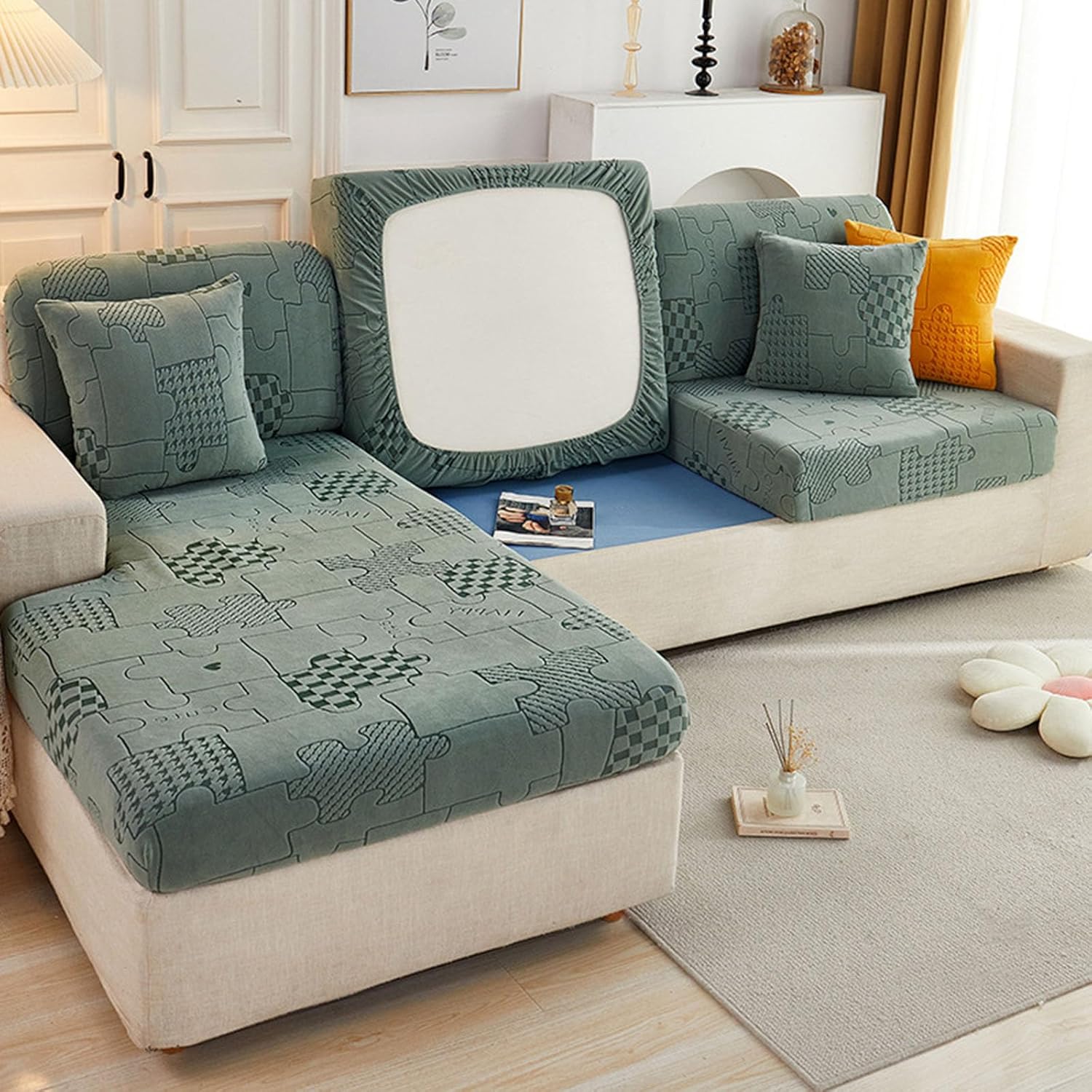 KNVSS Forros para Muebles – Fundas de sofá para sofá seccional, protector universal resistente al desgaste, funda de sofá antideslizante con todo