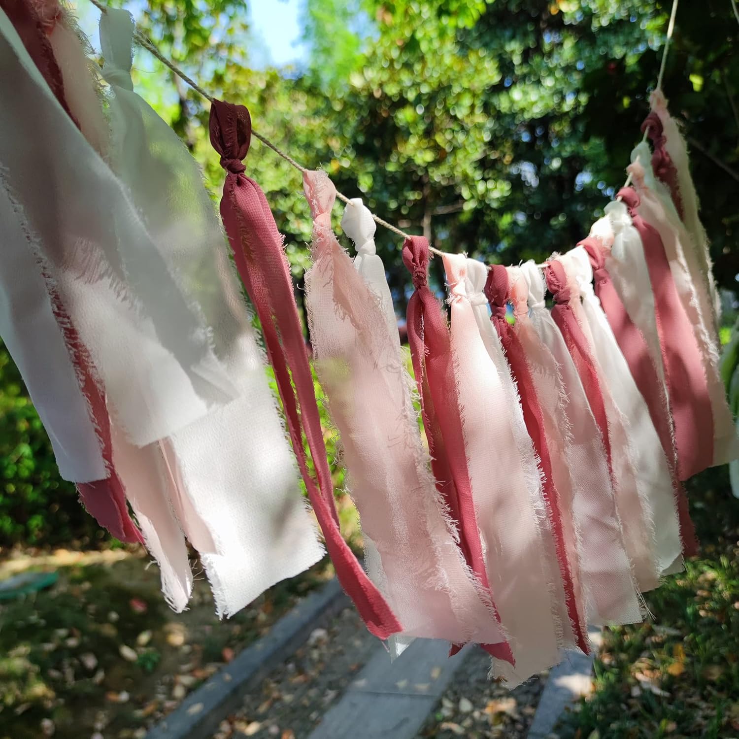 Guirnalda de gasa Tsaasel para boda, fiesta de té (coral + melocotón pálido + marfil) pancartas de flecos para despedida de soltera, mujeres,