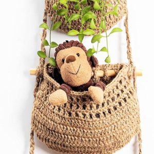 Cesta colgante de frutas, cesta colgante de pared de yute tejida de 3 niveles para organizar, cesta colgante de productos para almacenamiento de Cesta colgante de frutas, cesta colgante de pared de yute tejida de 3 niveles para organizar, cesta colgante de productos para almacenamiento de