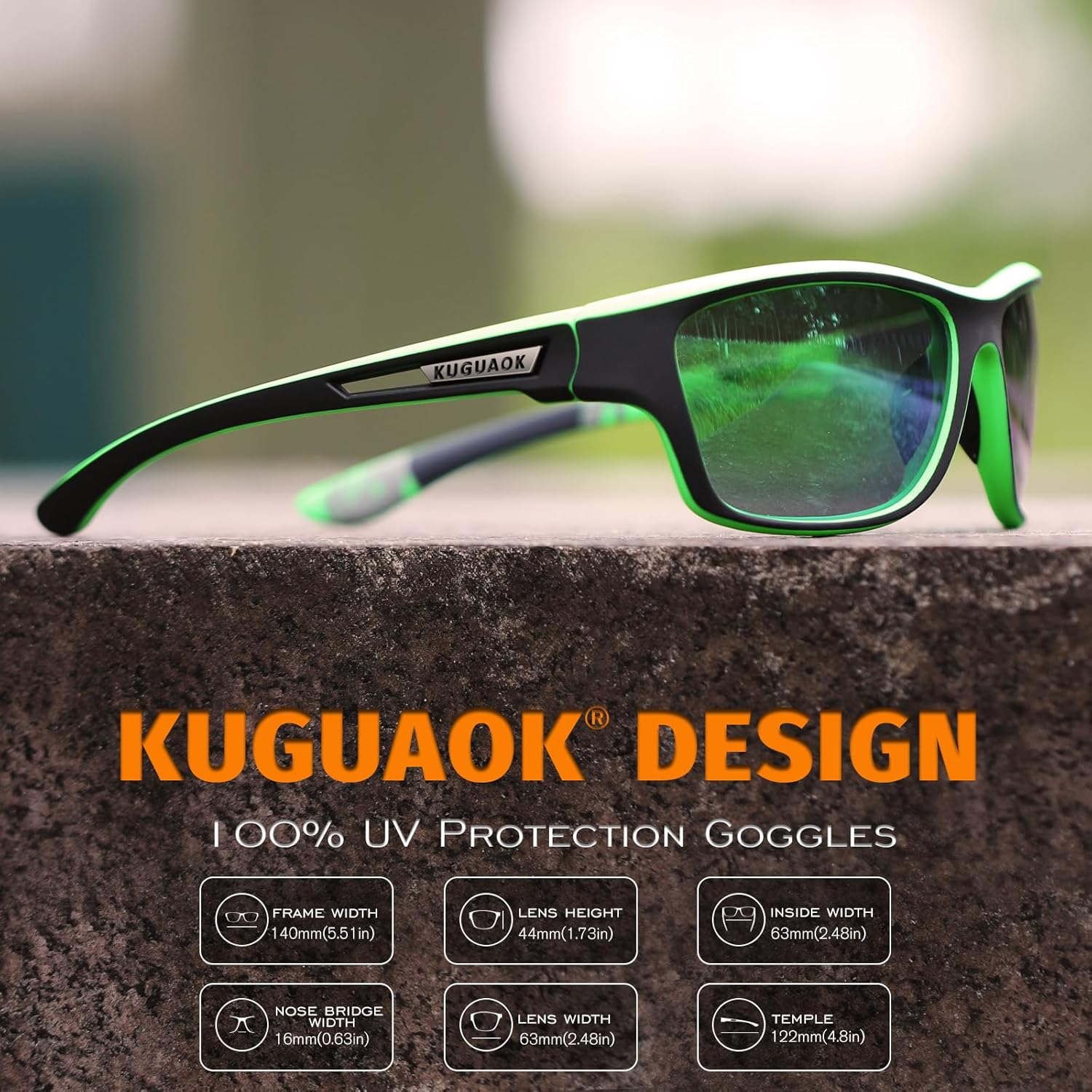 KUGUAOK Sports Polarized Sunglasses for Men Fishing Cycling Running Sun Glasses Lightweight Frame UV Protection Goggles