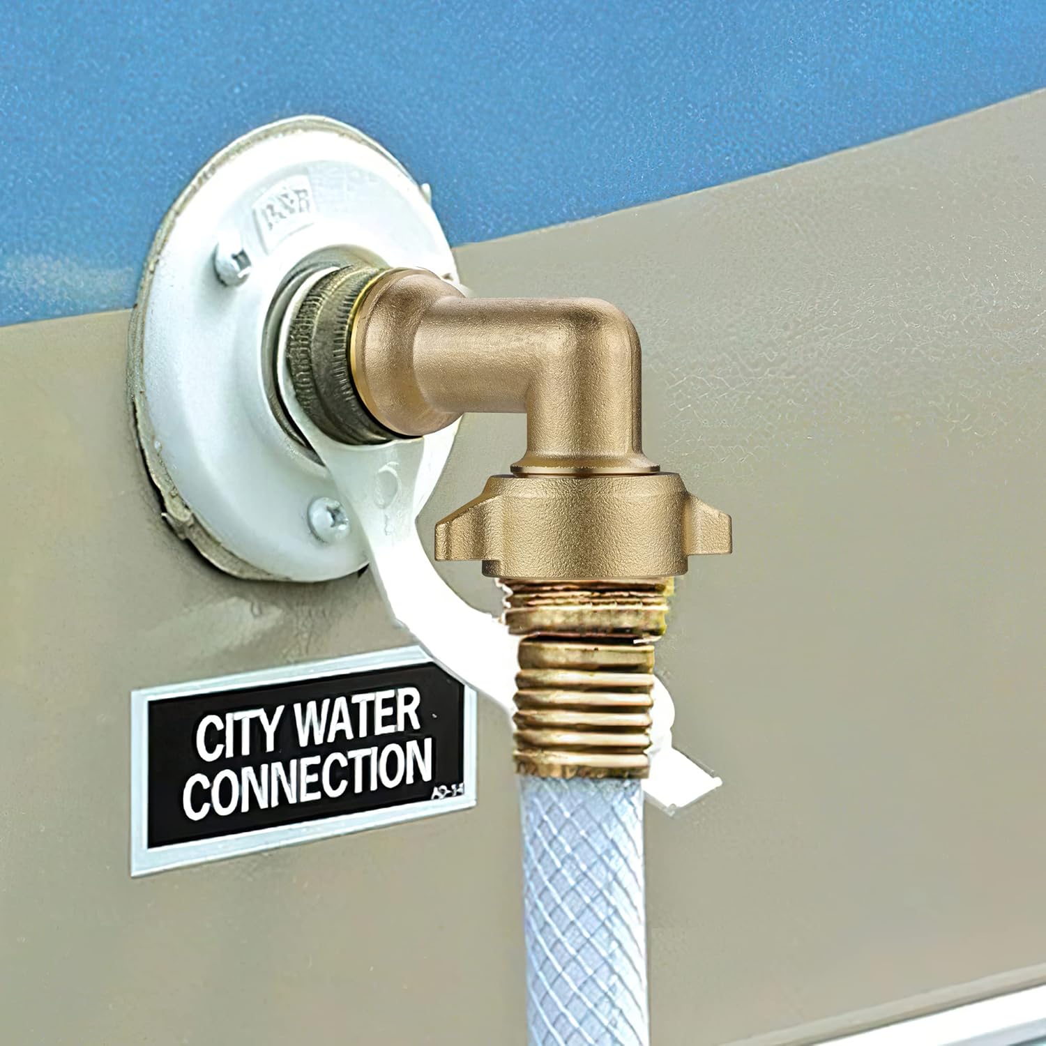 Codo de manguera de 90 grados, conector de manguera de jardín de 34 pulgadas, adaptador de latón macizo para entrada de agua de caravana, conexión