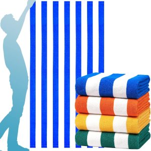 Genovega 4 Packs Oversized Stripe Beach Towel Soft Super Absorbent for Men Women Adults Genovega 4 Packs Oversized Stripe Beach Towel Soft Super Absorbent for Men Women Adults