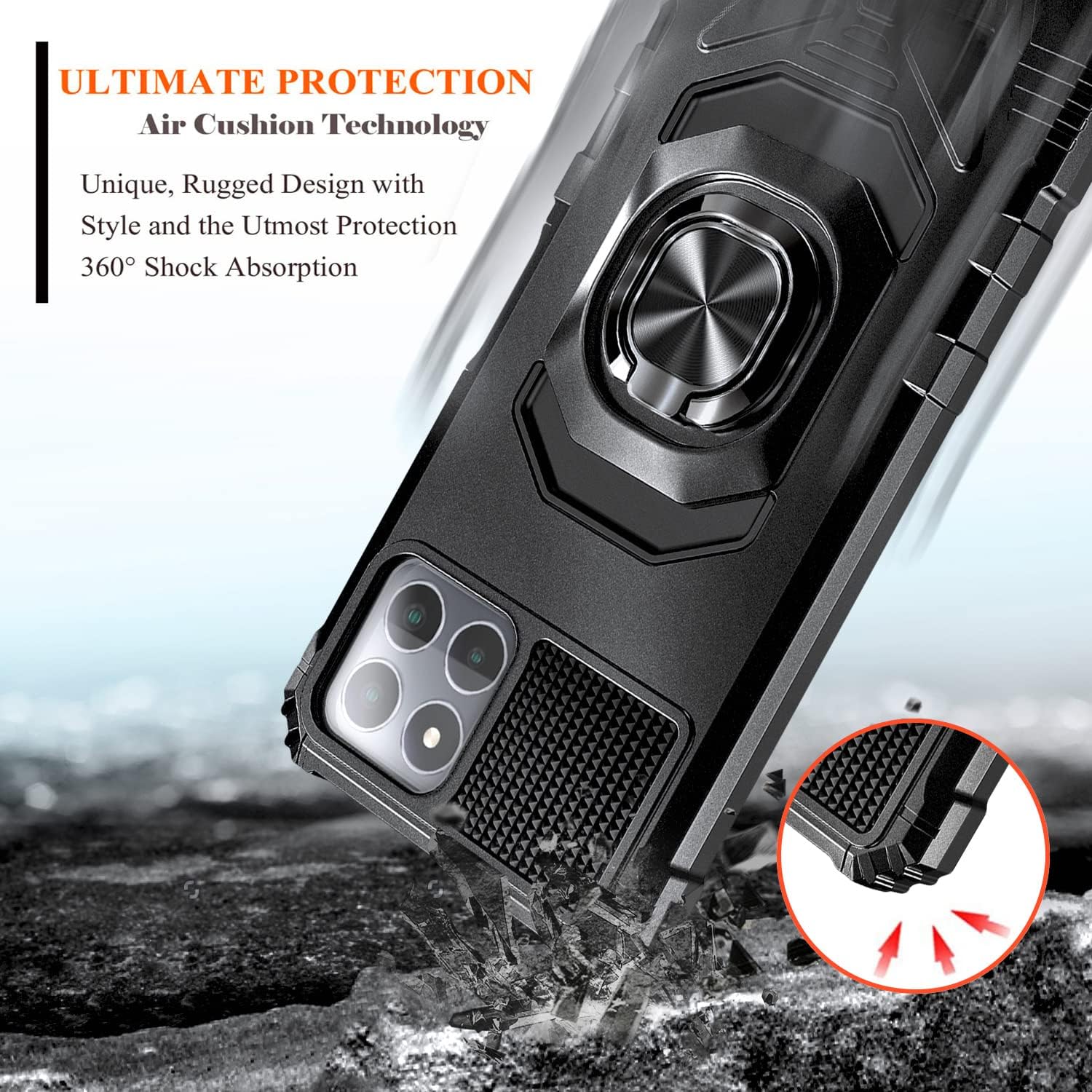 NZND Funda compatible con Boost Mobile Celero 5G Plus 2023 de 7.0 pulgadas (solo versión extra) con protector de pantalla de vidrio templado, funda