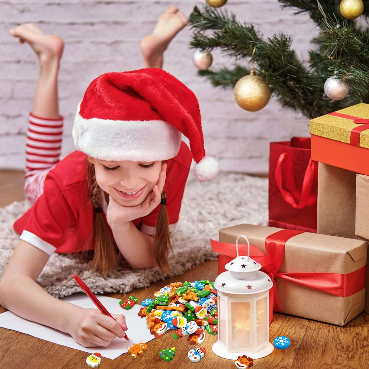 ZAKVOOR 50 borradores grandes de Navidad a granel para aula, recuerdo de fiesta, relleno de regalos, recompensa de trabajo escolar en casa