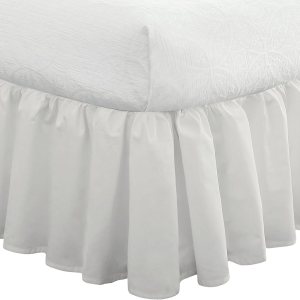 Faldón plisado de popelina para cama tamaño California King, de Fresh Ideas Faldón plisado de popelina para cama tamaño California King, de Fresh Ideas