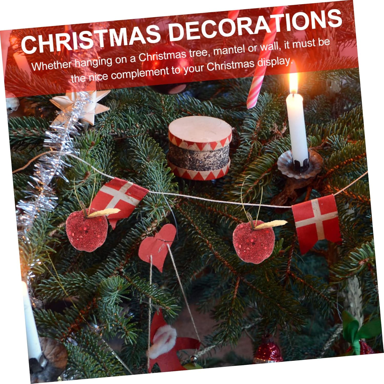 IMIKEYA 100 piezas de bolas de espuma de lentejuelas con purpurina para decoración de Navidad, manzana, árbol de Navidad, árbol de Navidad, bosque,