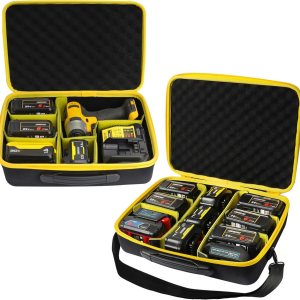 Paquete de 2 fundas impermeables para almacenamiento de batería, compatible con batería Dewalt, herramienta eléctrica y cargador de batería, con Paquete de 2 fundas impermeables para almacenamiento de batería, compatible con batería Dewalt, herramienta eléctrica y cargador de batería, con