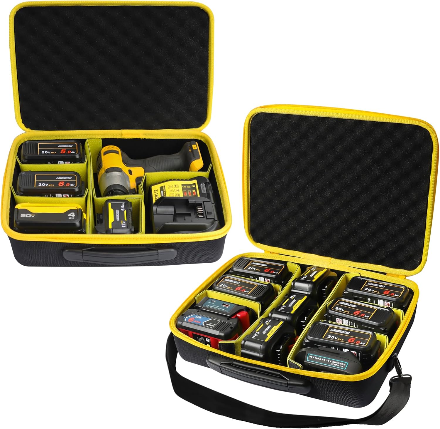 Paquete de 2 fundas impermeables para almacenamiento de batería, compatible con batería Dewalt, herramienta eléctrica y cargador de batería, con