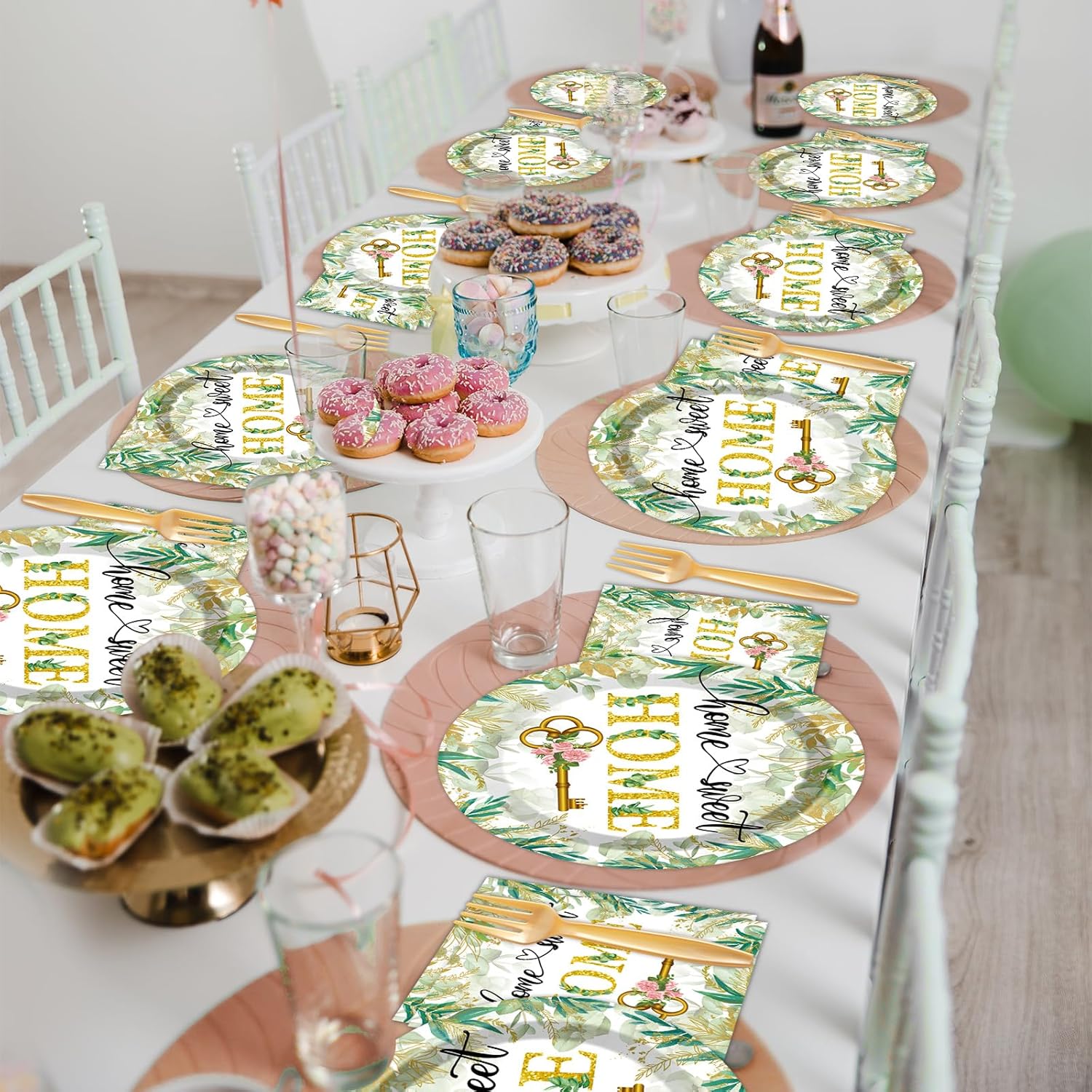 96 piezas de decoración de fiesta de inauguración de la casa, suministros para fiesta de inauguración de la casa, juego de vajilla para fiesta de
