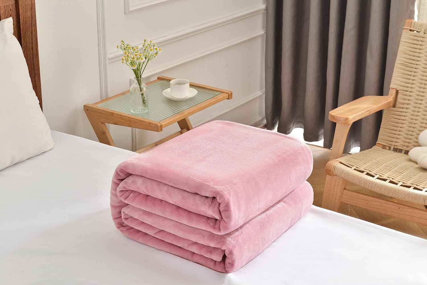 Kingole Manta de microfibra de franela afelpada. Suntuosa. Peso ligero. Acogedora. Para la cama o el sillón. Supersuave y cálida, en colores lisos.