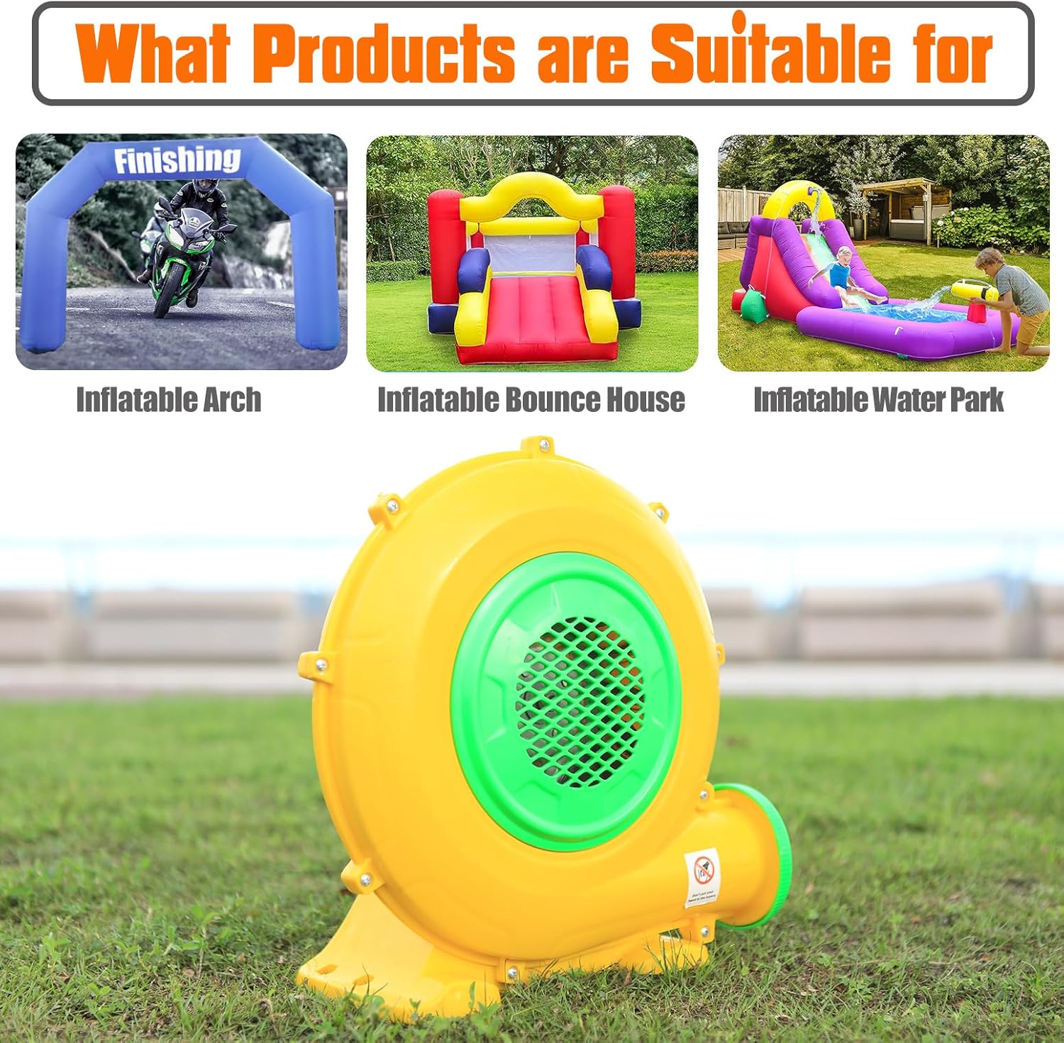 Bounce House Blower, Pump Fan Commercial Inflatable Bouncer Blower, Air Blower for Inflatables, Perfect for Inflatable Bounce House, Waterslides