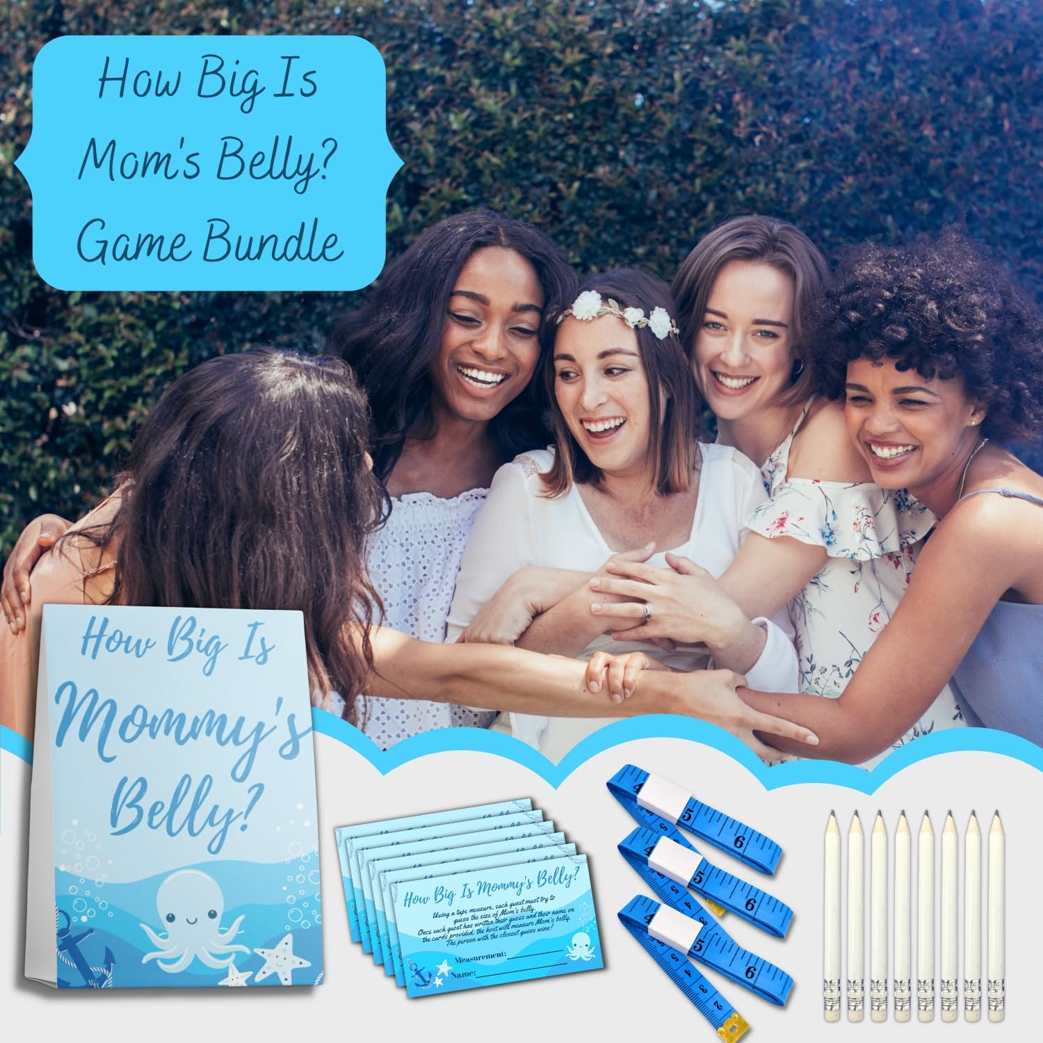 Mida Mommys Belly Baby Shower Game Qué tan grande es la protuberancia Ahoy es un niño Baby Shower Game Cinta métrica náutica Baby Sprinkle