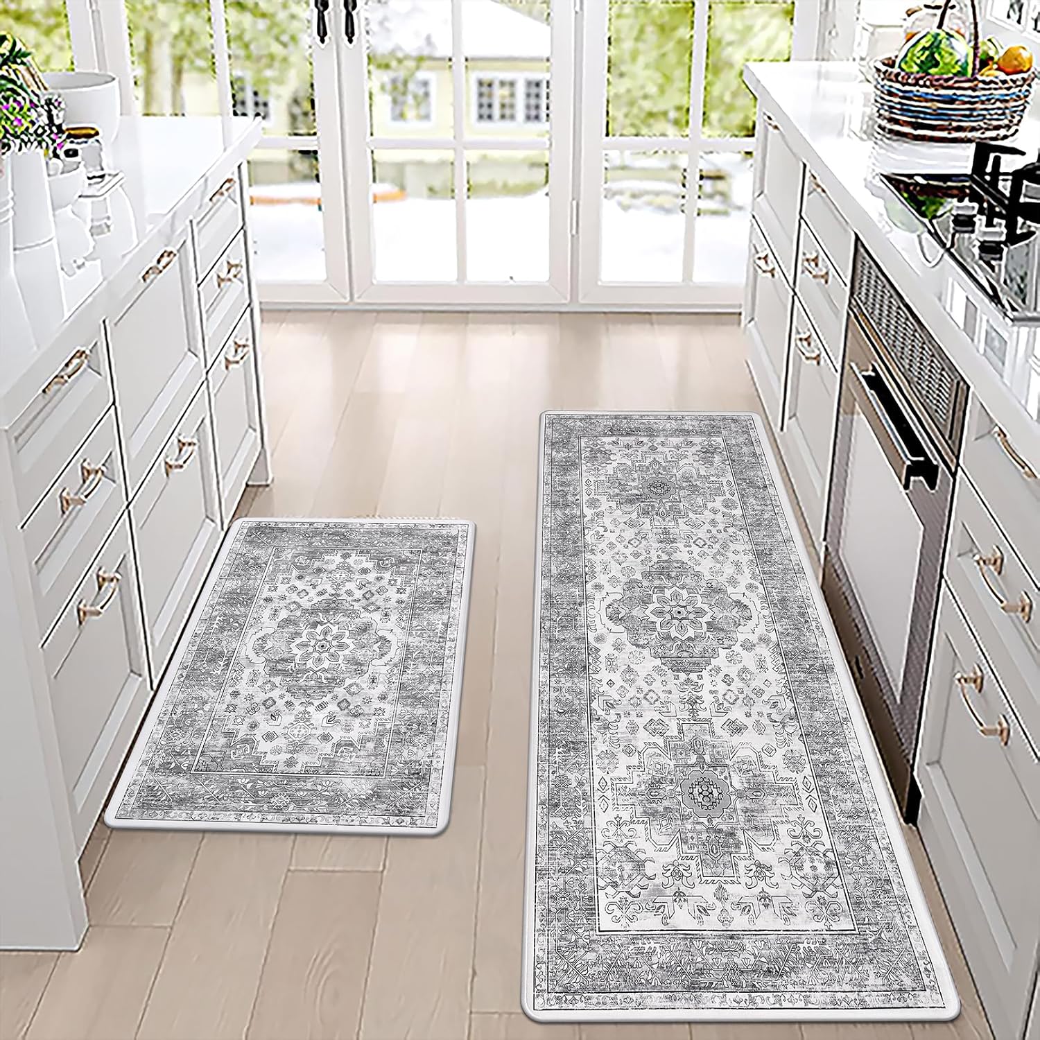 Pauwer Juego de 2 tapetes de cocina antideslizantes para piso, tapetes de cocina acolchados para piso, tapete cómodo de pie, tapete de pie