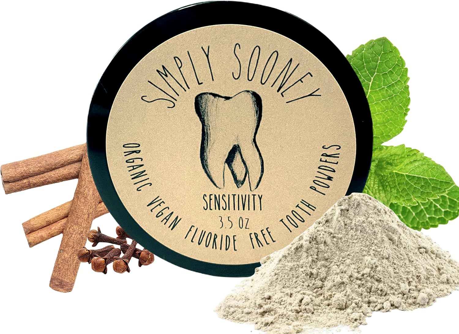 Fórmula de sensibilidad en polvo dental remineralizante sin flúor orgánico, sabor a canela y clavo, tamaño de valor de hasta 6 meses de suministro I
