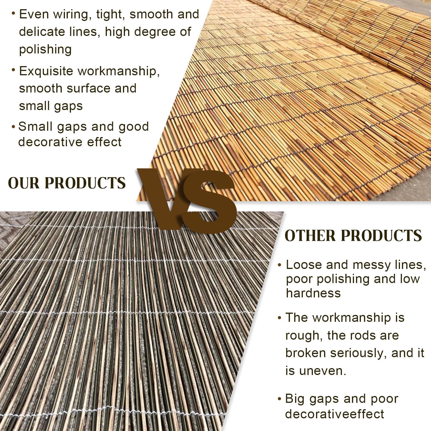 Persianas enrollables de caña para exteriores, persianas enrollables de bambú retro, anti-UV e impermeable, adecuadas para interiores y exteriores,