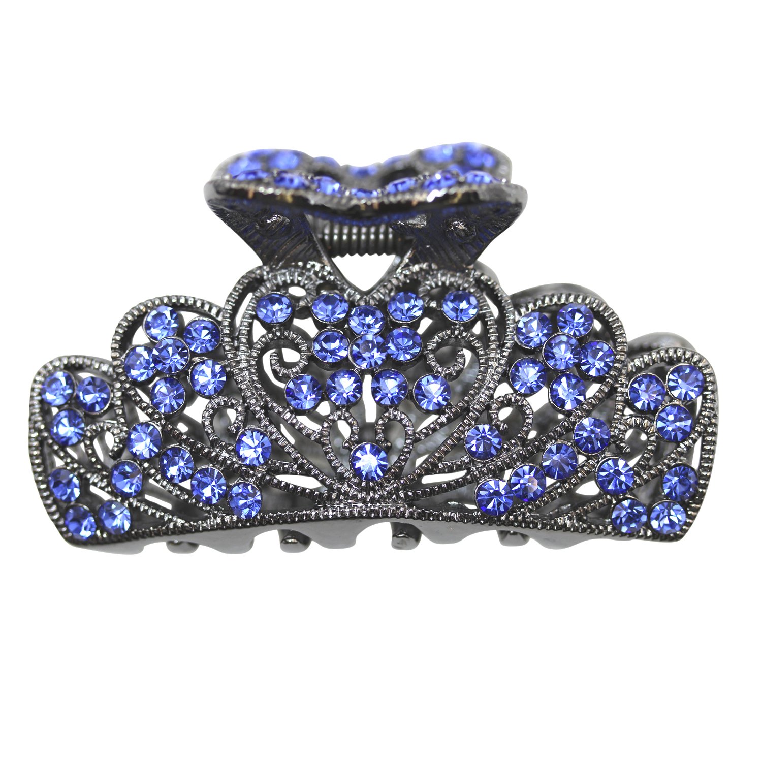 Faship Hermosas pinzas para el cabello florales de cristal azul