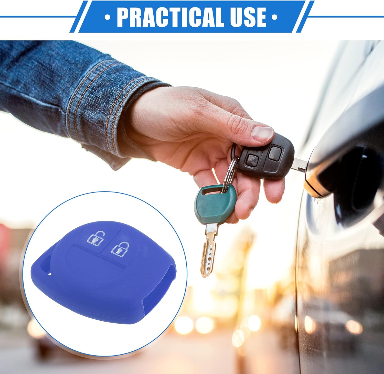 2 fundas para llavero compatibles con Suzuki 2 botones, silicona duradera, color azul oscuro, funda protectora para llave remota